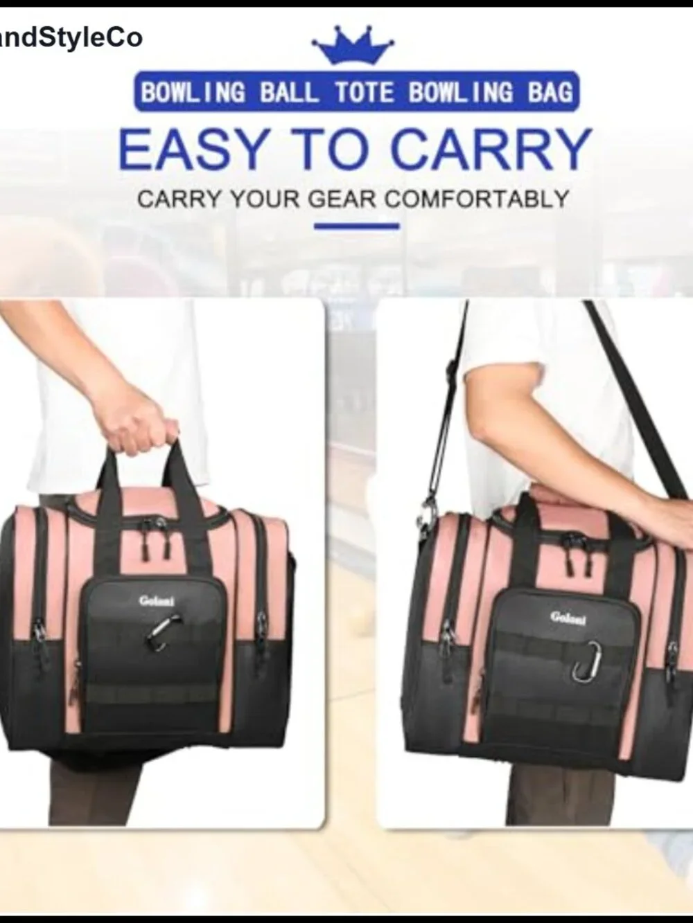 Single Bowling Ball Bag for Men with Padded Holder & Ventilated Shoe Compartment